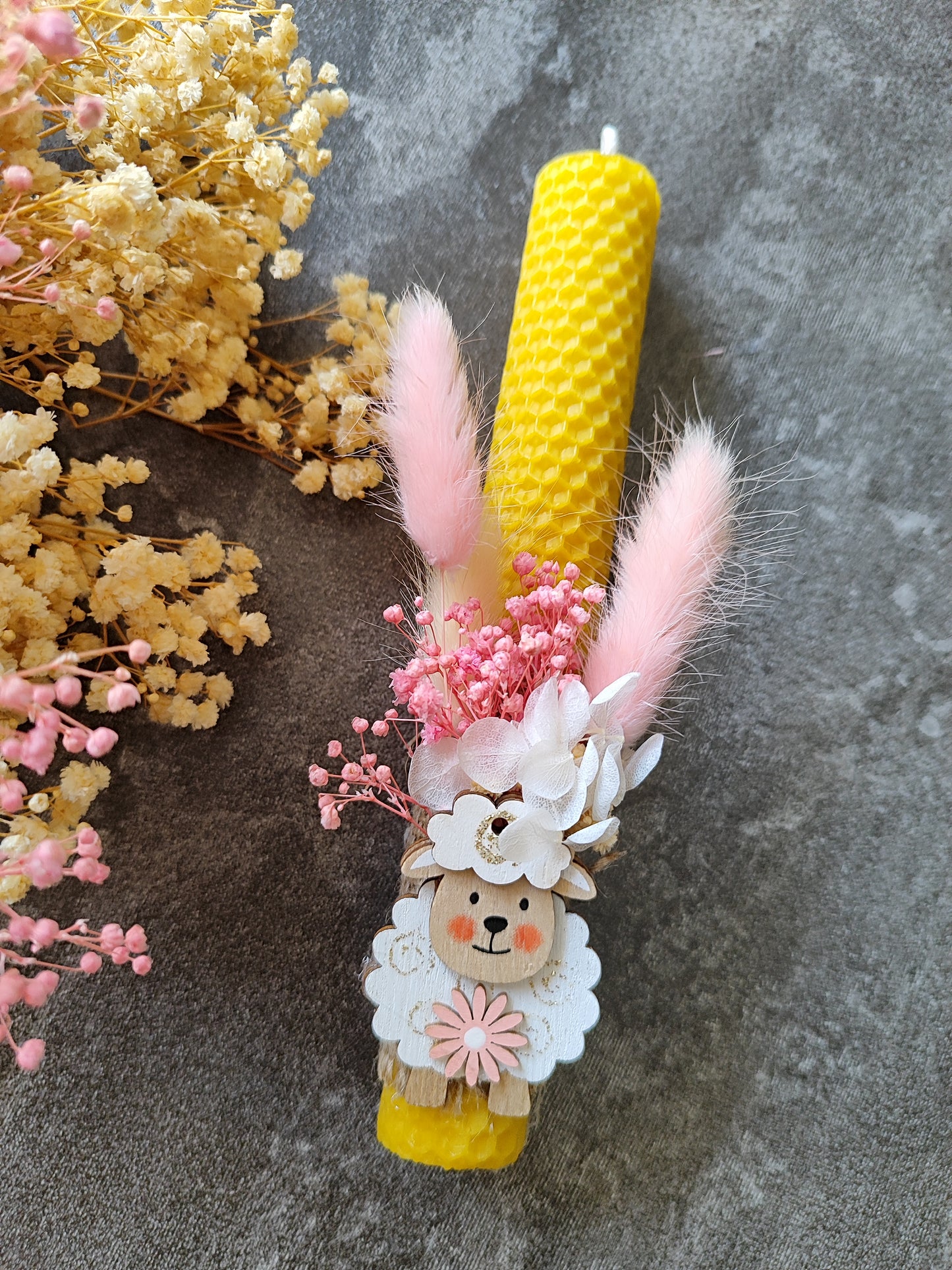 Λαμπάδα μελισσοκέρι/ροζ