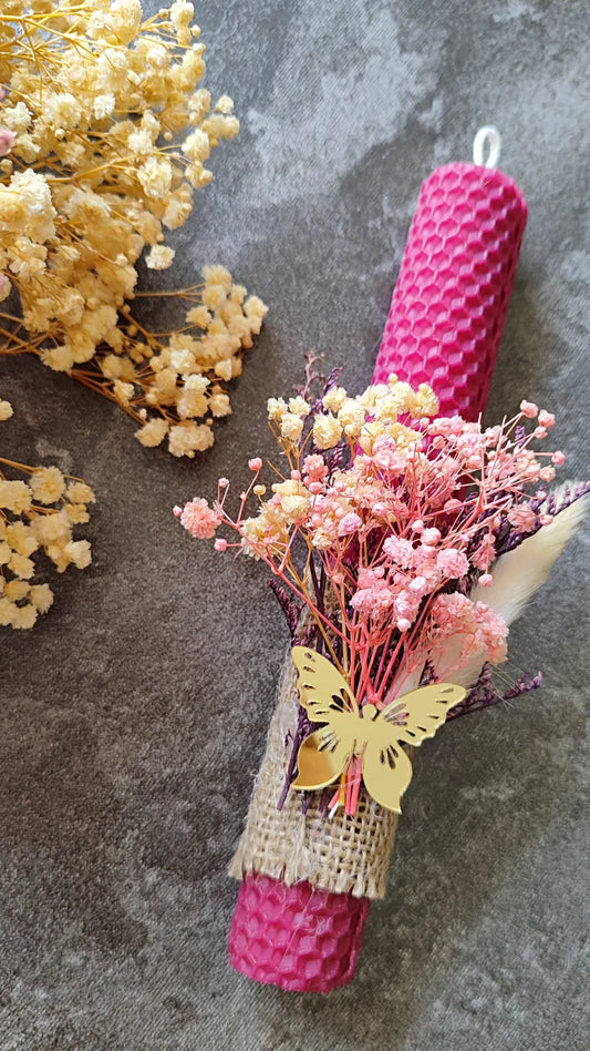 Λαμπάδα μελισσοκέρι/ματζέντα