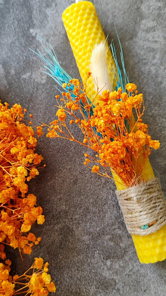 Λαμπάδα μελισσοκέρι/ πορτοκαλί